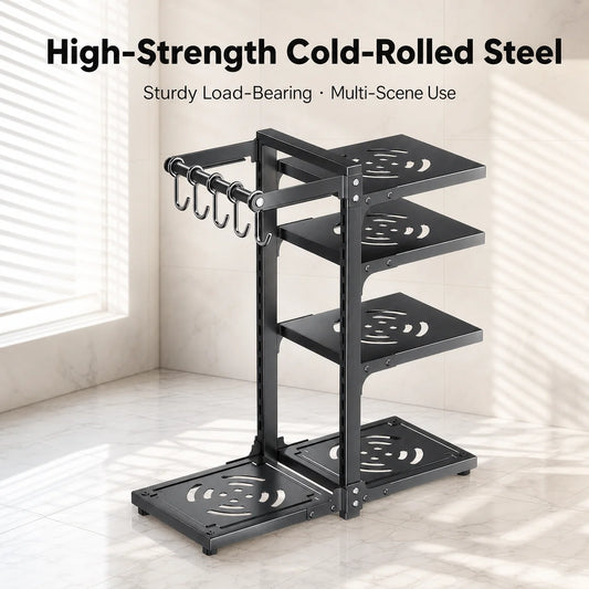Adjustable Stainless Steel Kitchen Storage Rack With Drain Organizer