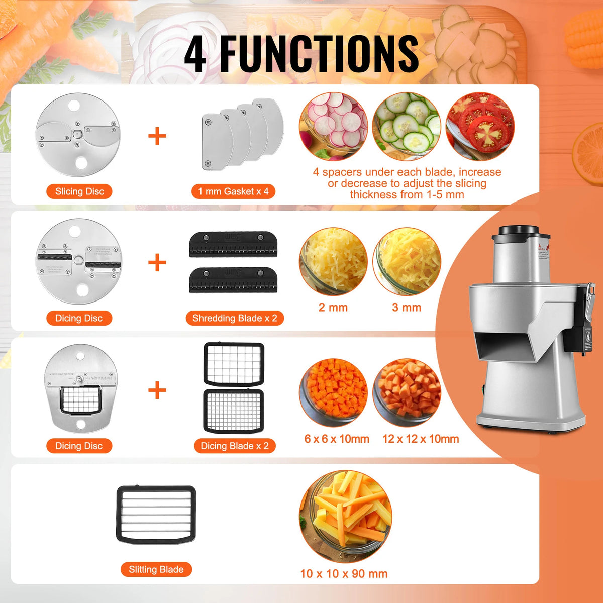 SucceBuy 4 In 1 Electric Vegetable Slicer And Food Cutter