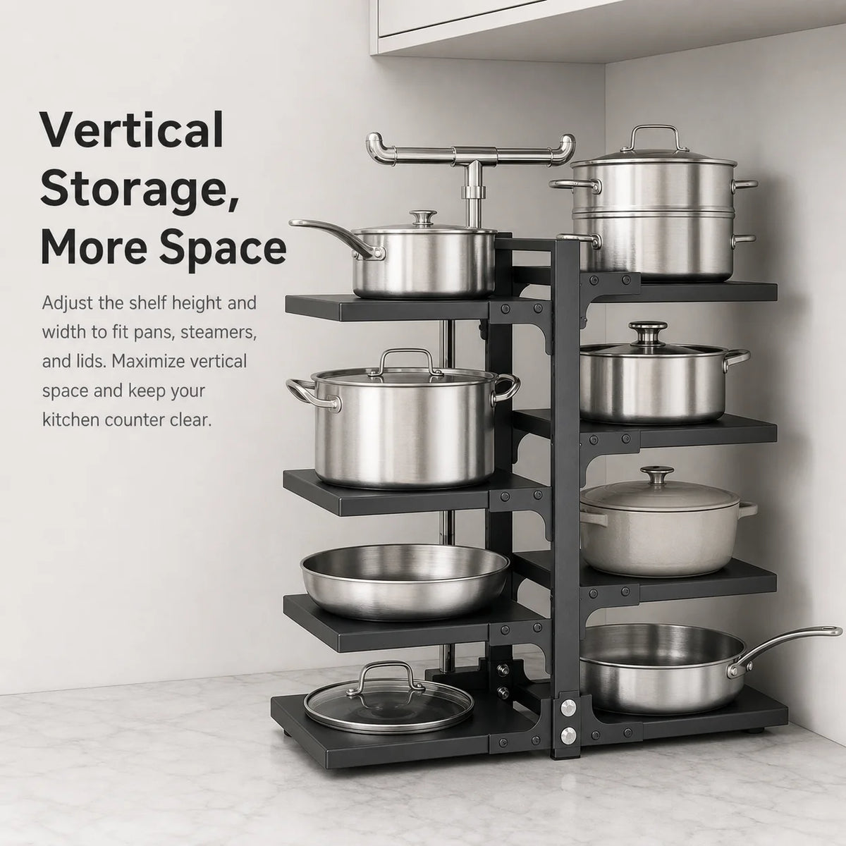 Adjustable Stainless Steel Kitchen Storage Rack With Drain Organizer