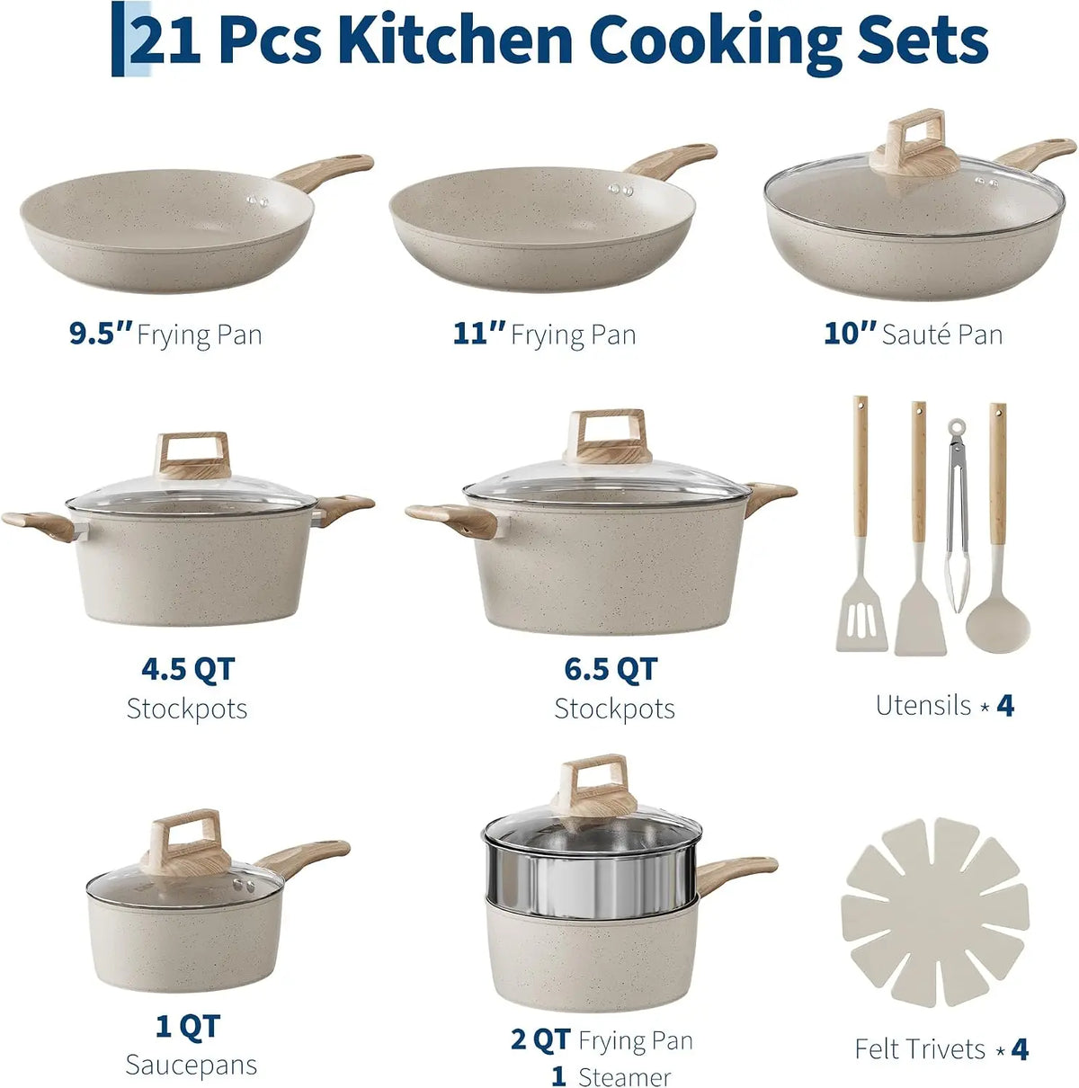 Garvee Ceramic Nonstick Cookware Set With Induction Compatibility