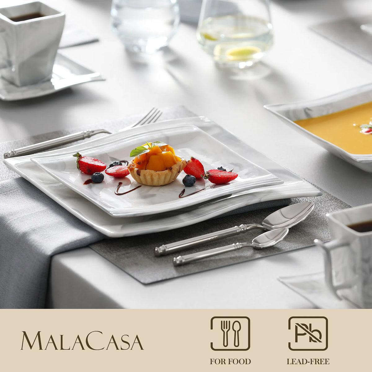 MALACASA Flora Porcelain Dinnerware Set With Plates Cups And Saucers