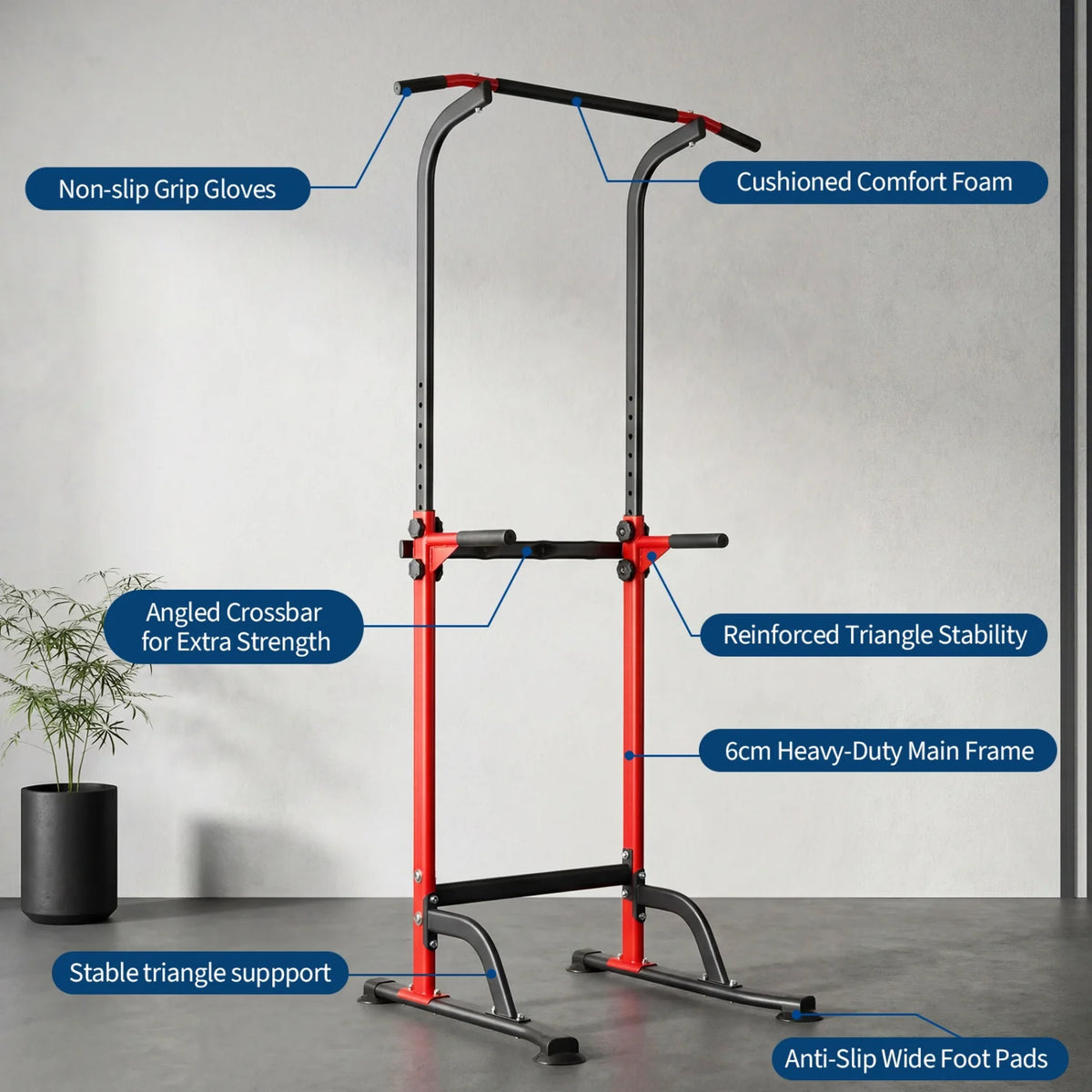 HiMISS Adjustable Power Tower Pull Up Dip Station Home Gym