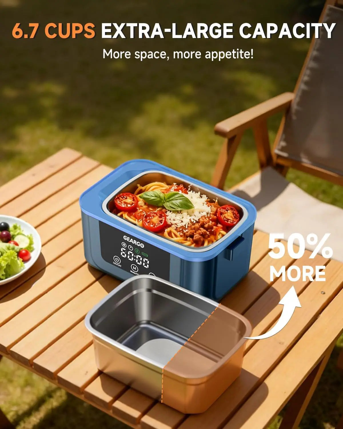 Cordless Electric Heated Lunch Box With Ice Crystal Cooling Box