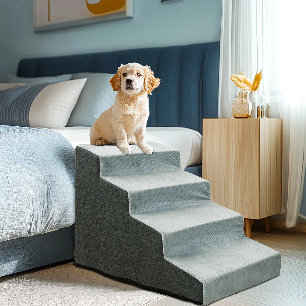 Non-Slip Foam Dog Stairs for Safe Bed and Sofa Access