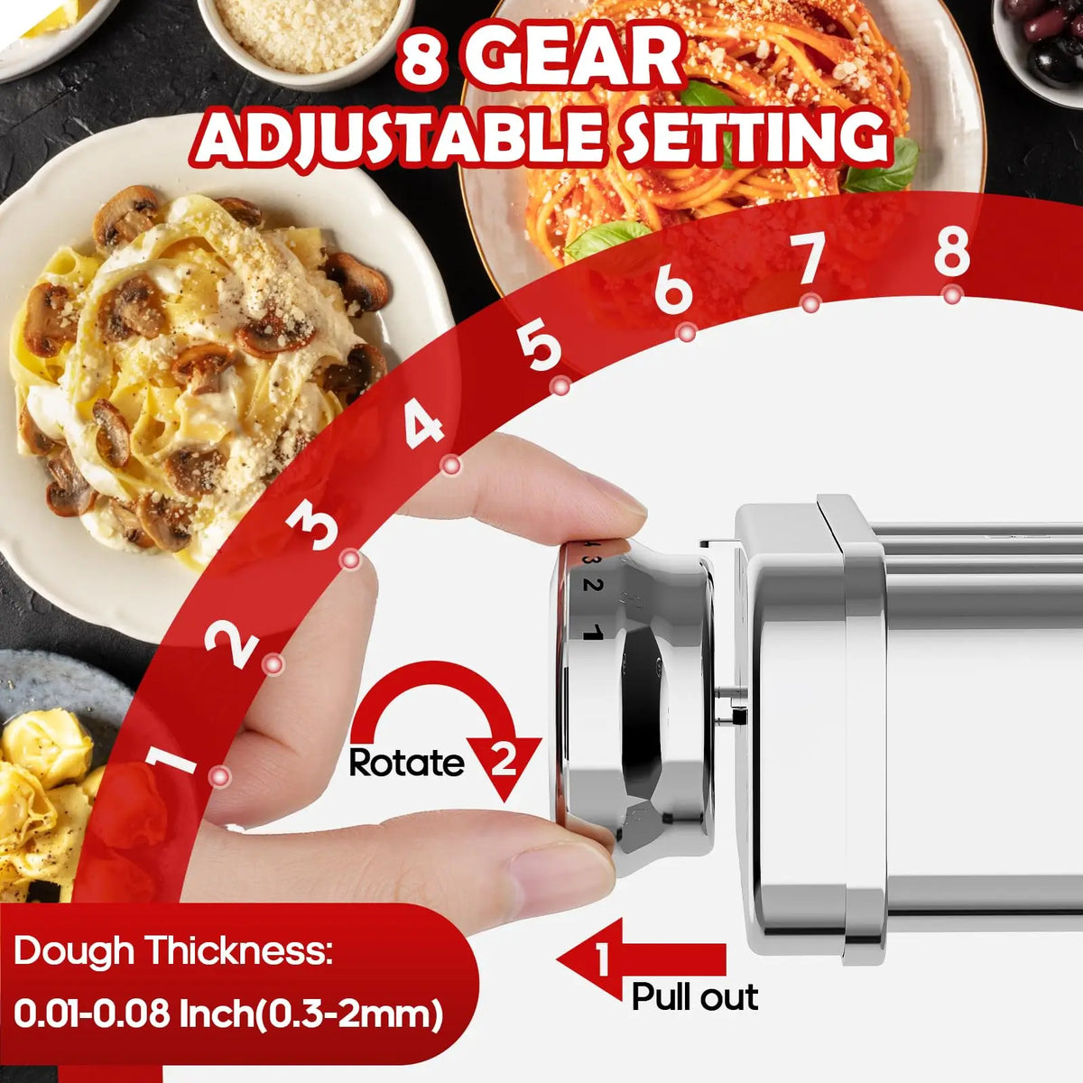 GVODE Pasta Roller And Cutter Attachment For KitchenAid Mixers