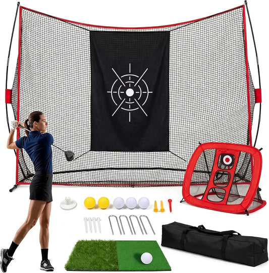 Tacleekii Golf Practice Net with Aiming Cloth for Swing Training