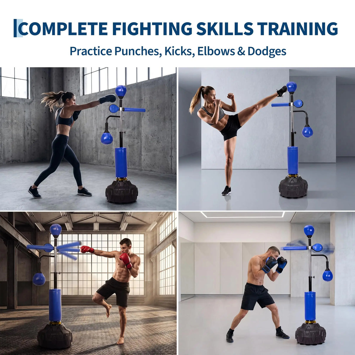 Freestanding Boxing Trainer With Swivel Bar And Dual Speed Balls