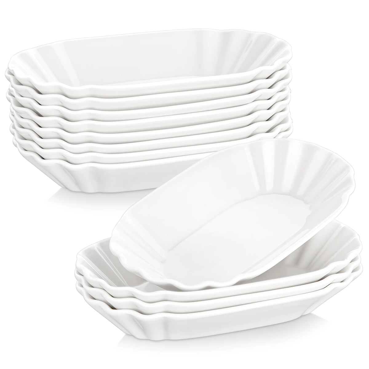 MALACASA Ceramic Oval Snack Plates for Breakfast and Desserts