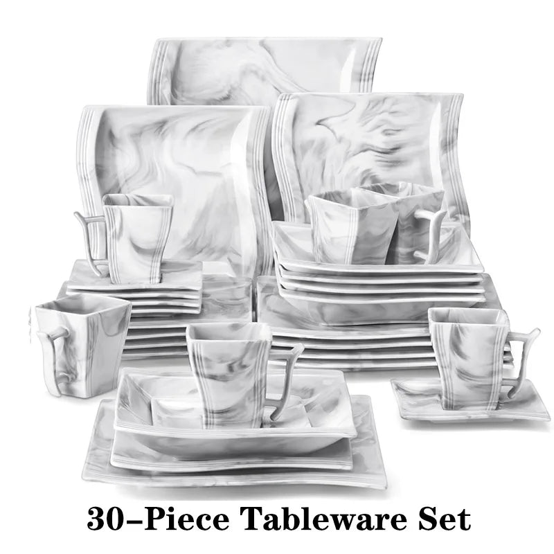 MALACASA Flora Porcelain Dinnerware Set With Plates Cups And Saucers