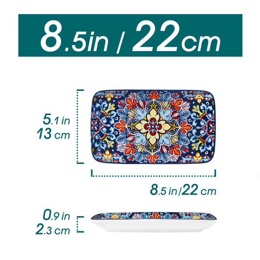 MALACASA Bohemian Rectangular Porcelain Serving Plates for Dinner