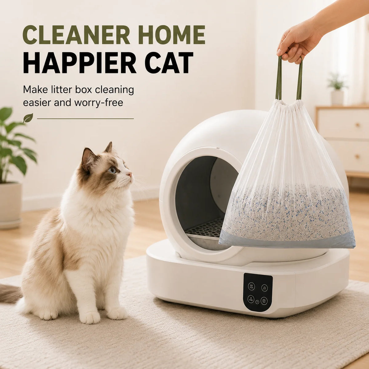 Automatic Cat Litter Box Liners With Drawstring Waste Bags
