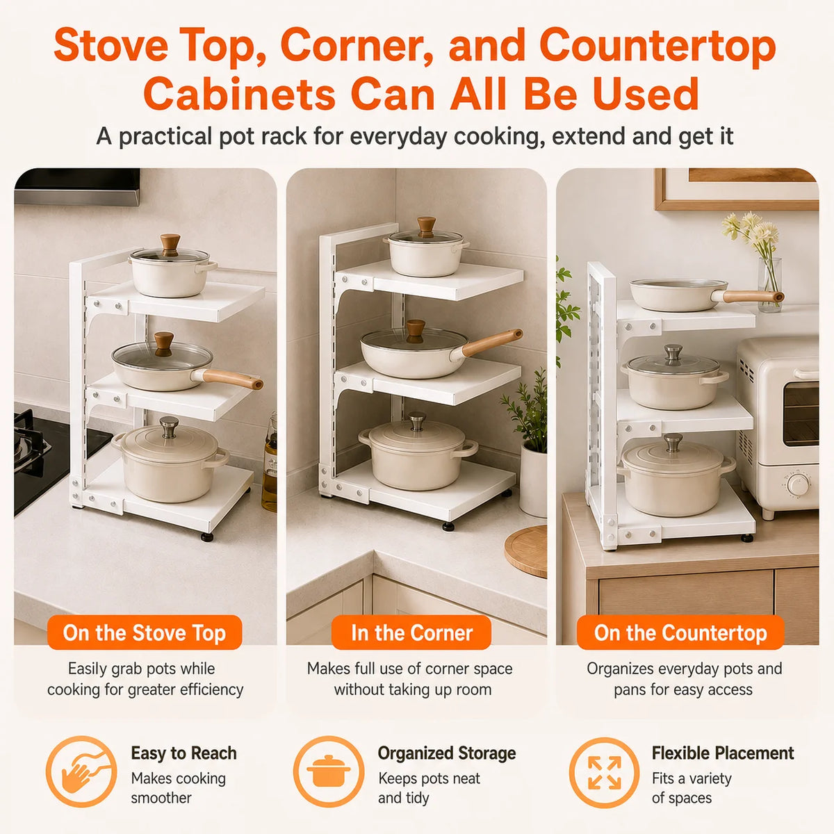 Adjustable Under Sink Storage Rack With Pull Out Shelves