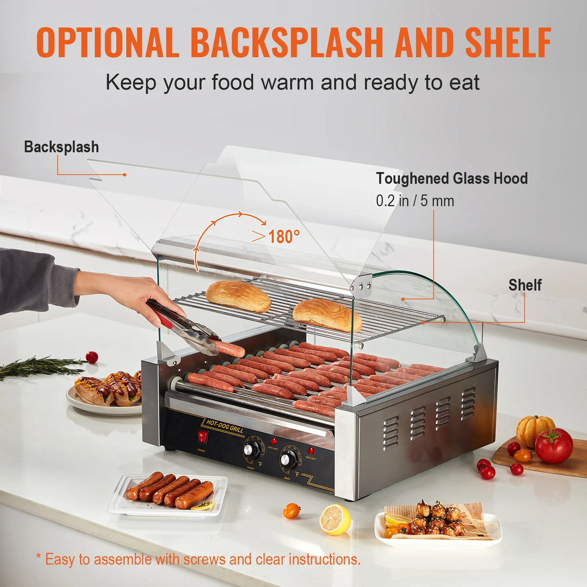 SucceBuy Commercial Hot Dog Roller Grill for Sausages and Corn