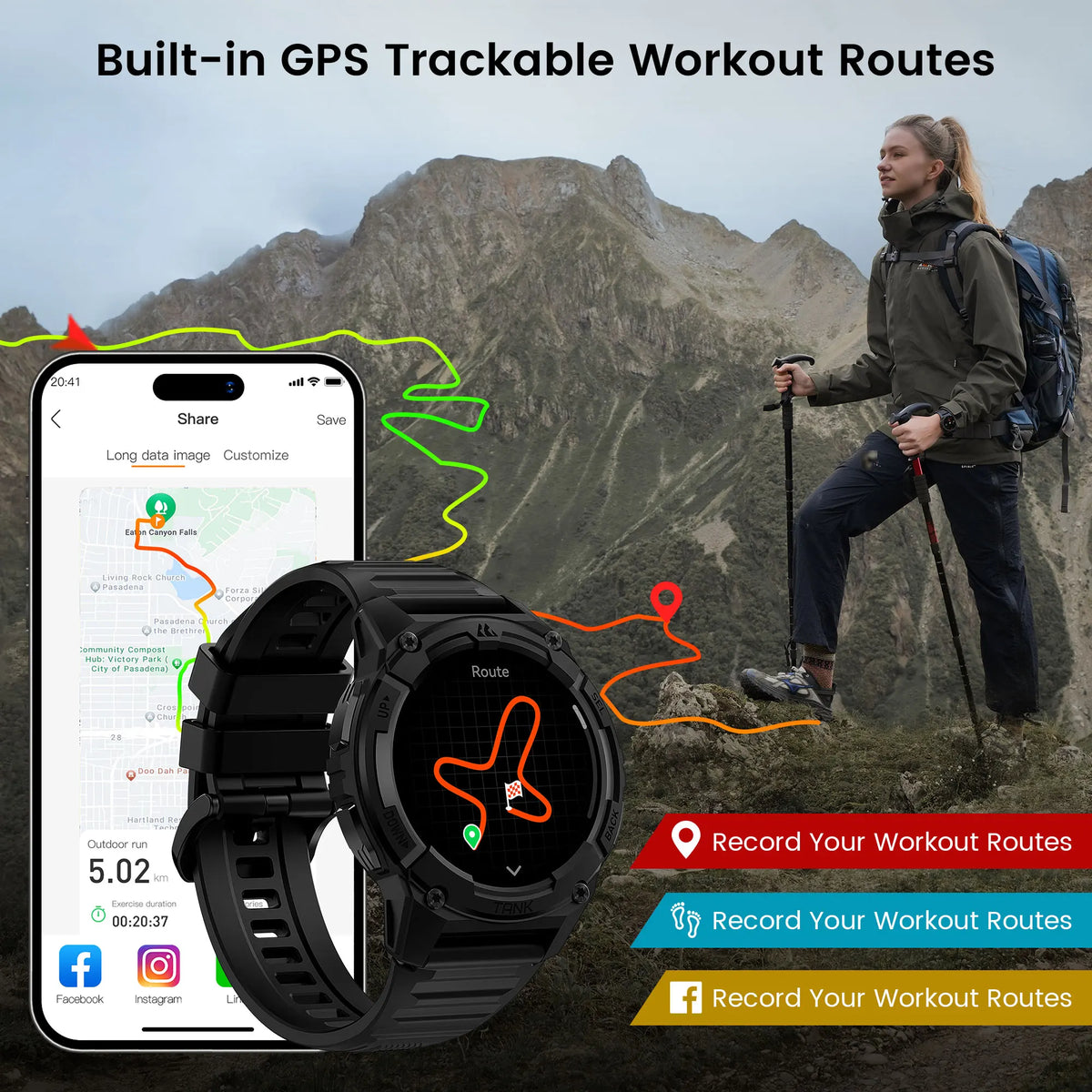 KOSPET Tank S2 GPS AMOLED Smartwatch With Bluetooth Calling