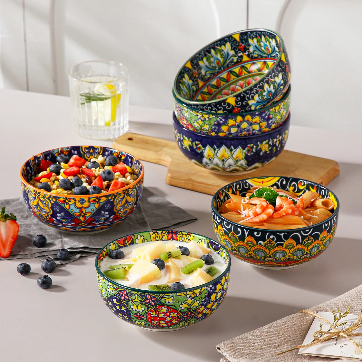 MALACASA Ceramic Cereal Bowls For Soup Salad Pasta And Oatmeal