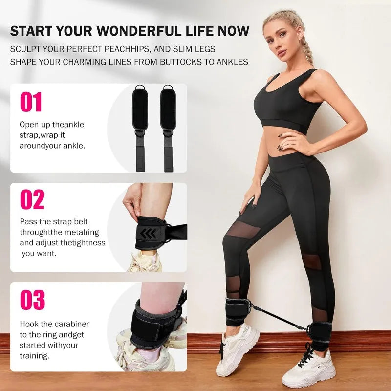 Ankle Resistance Bands With Secure Cuffs For Glute Training