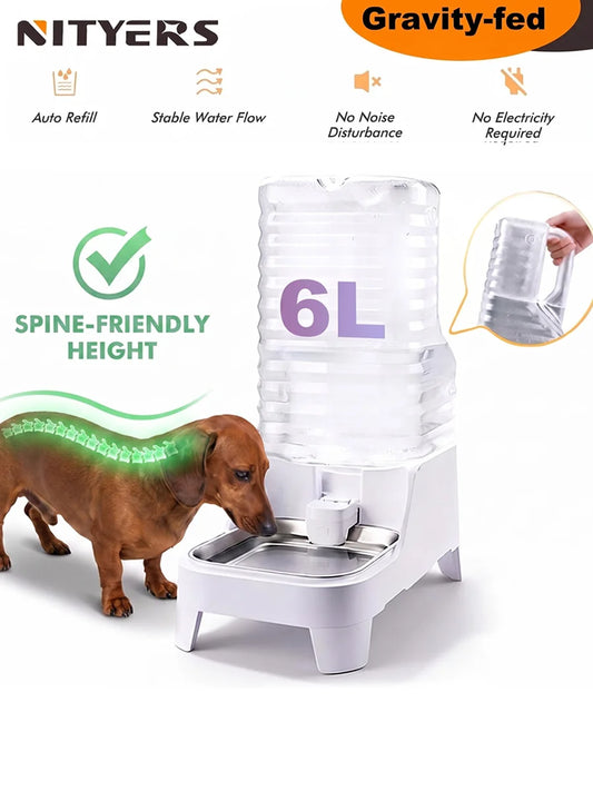 NITYERS Gravity Fed Stainless Steel Pet Water Dispenser