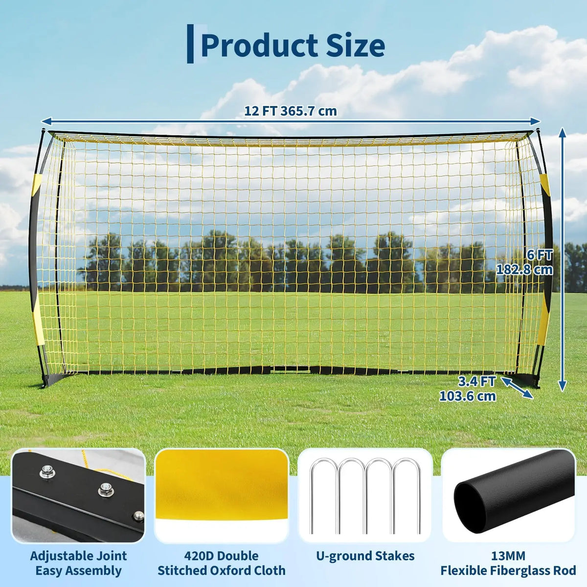 HiMISS Heavy Duty Foldable Soccer Goal for Backyard Training Net