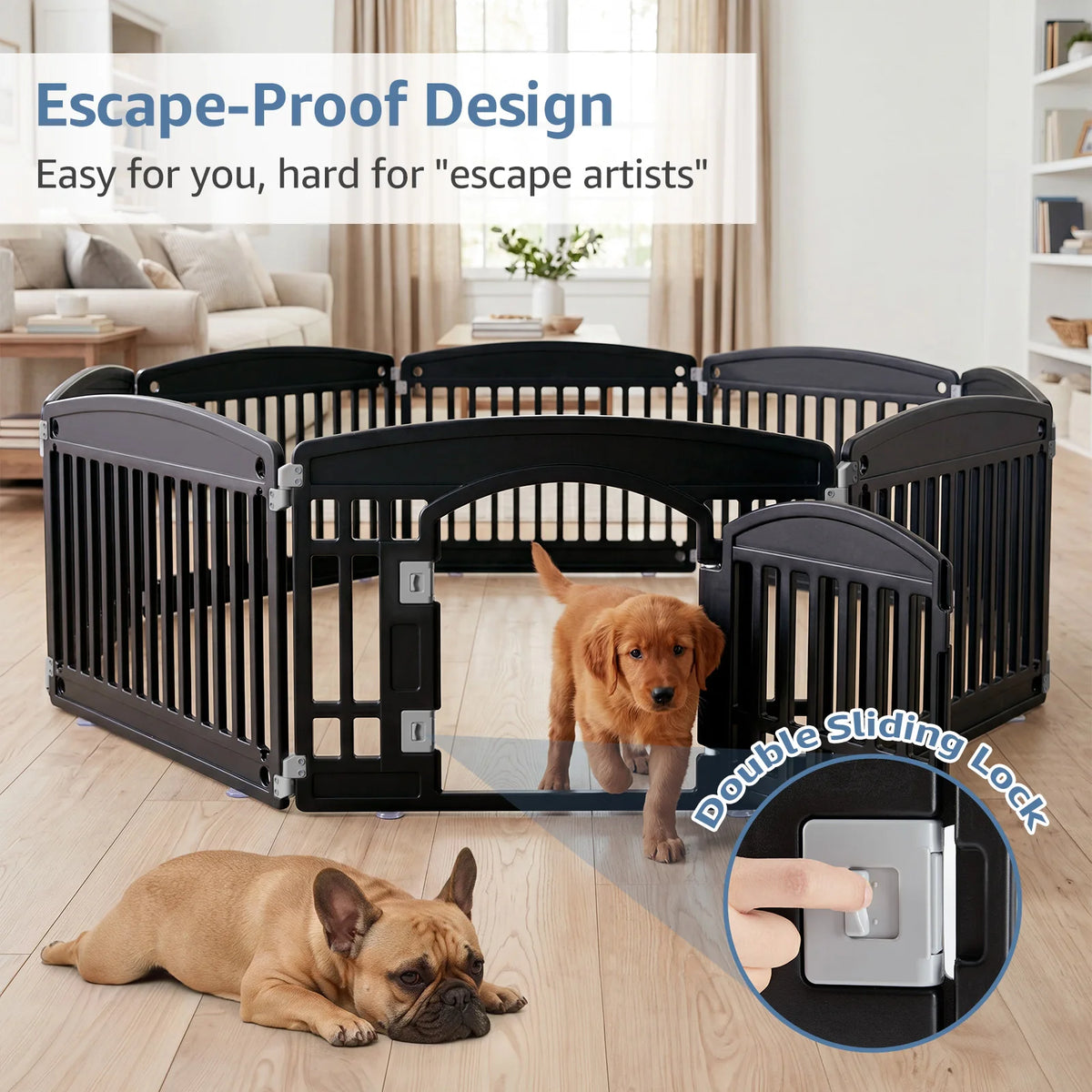 JHK Expandable Plastic Dog Playpen for Indoor and Outdoor Use