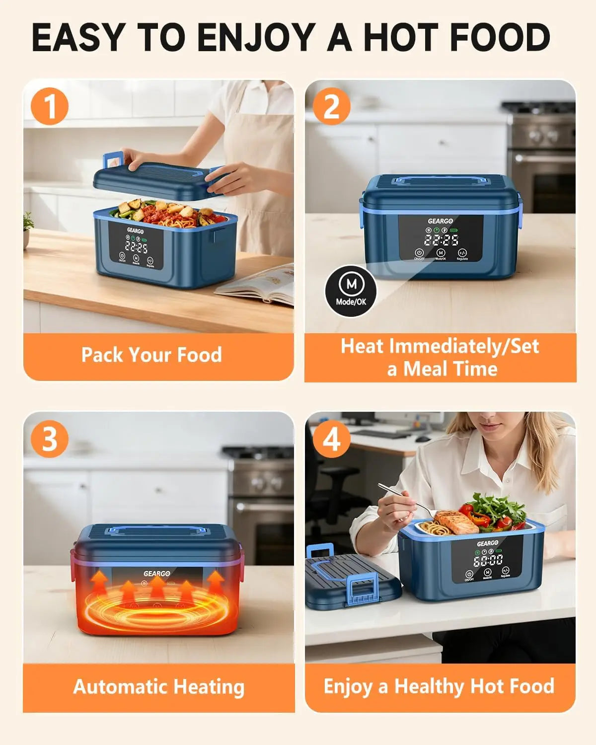Cordless Electric Heated Lunch Box With Ice Crystal Cooling Box