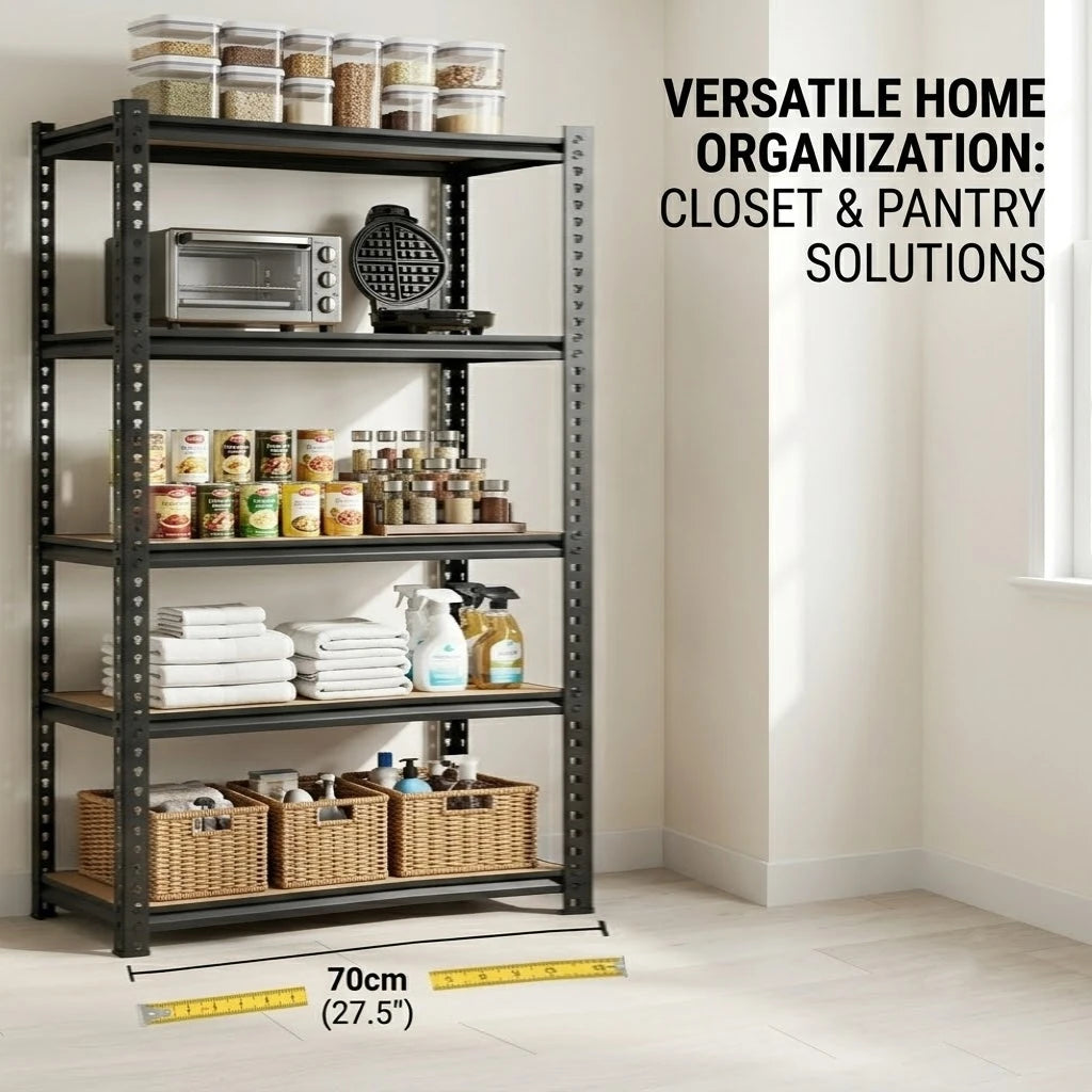 Slim Five Tier Metal Shelving Unit Heavy Duty Storage Rack