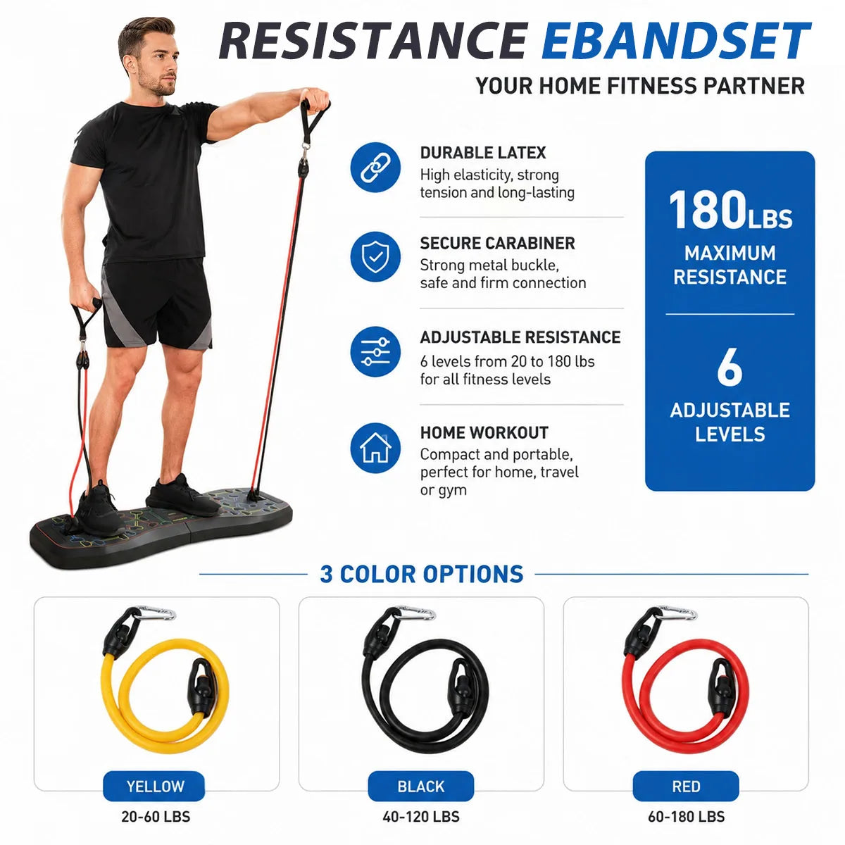 Home Gym Kit With Push Up Board And Resistance Bands