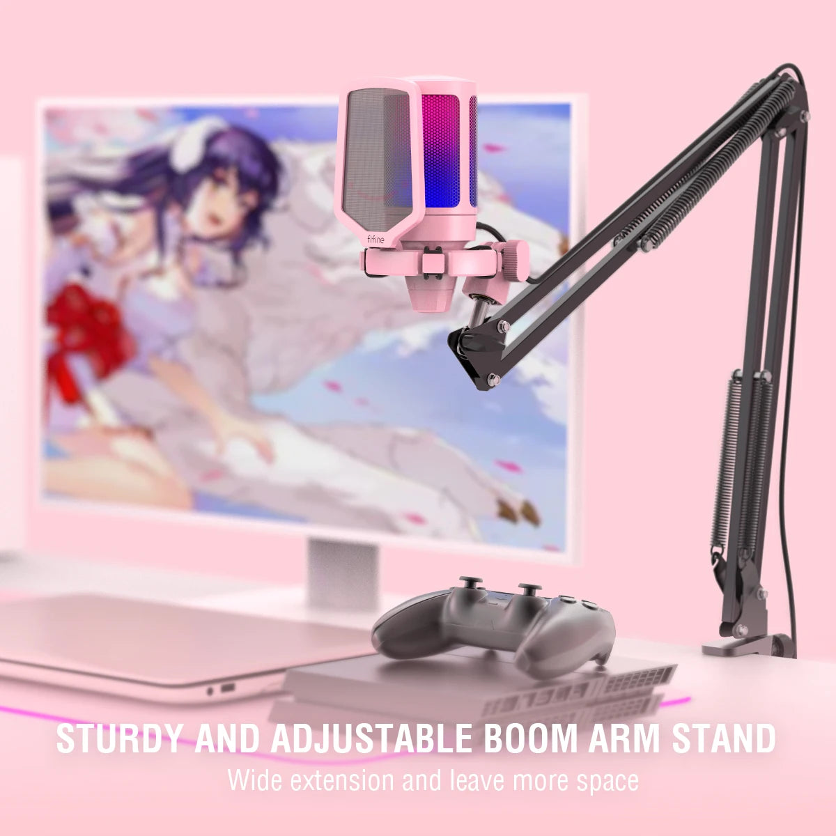 FIFINE USB Gaming Microphone Kit With Mute And RGB Features