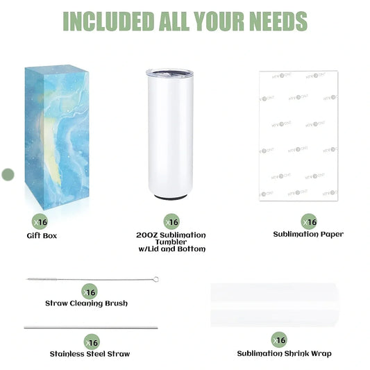 HTVRONT Stainless Steel Insulated Sublimation Tumbler Blanks With Straws
