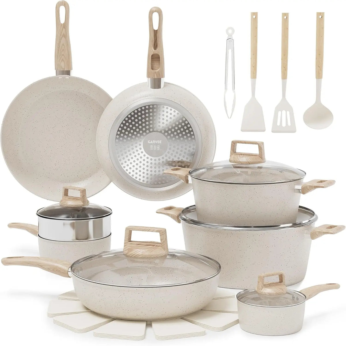 Garvee Ceramic Nonstick Cookware Set With Induction Compatibility