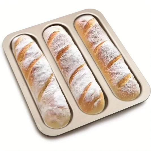 Carbon Steel Nonstick Baguette Bread Pan With Three Loaves