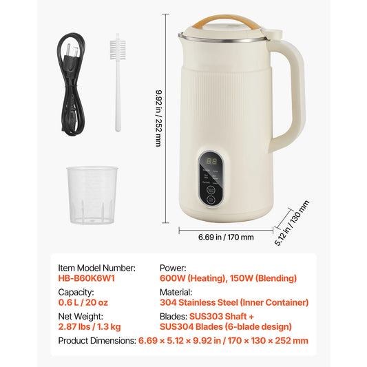 VEVOR 8-in-1 Nut Milk Maker With Self-Cleaning Function