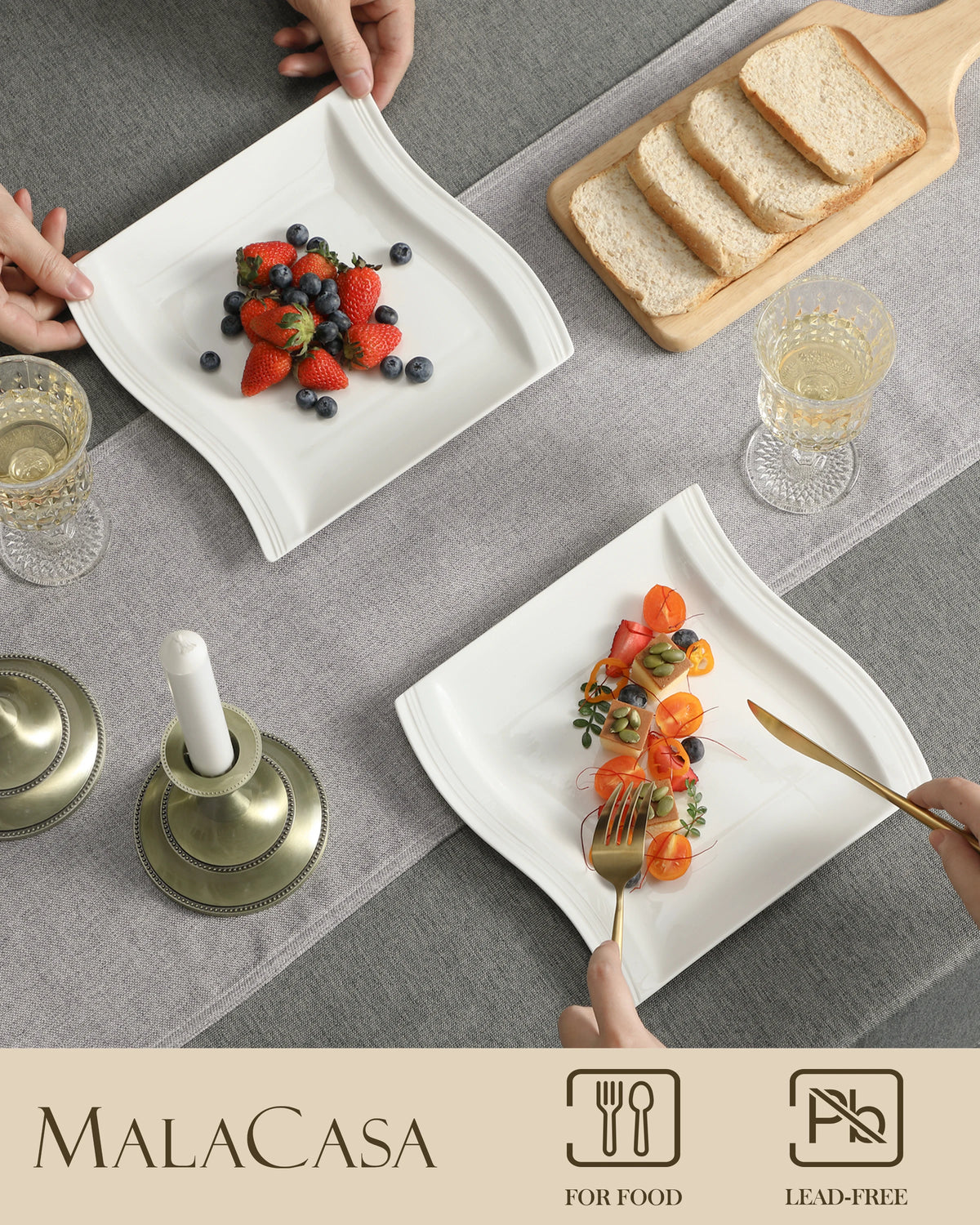 Malacasa Flora Porcelain Ceramic Dinner Plates for Everyday Dining