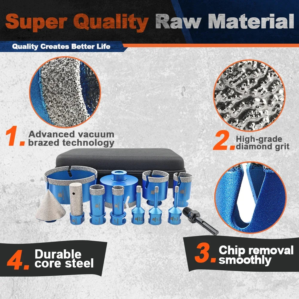 BRSCHNITT Diamond Core Drill Bit Set for Tile and Stone