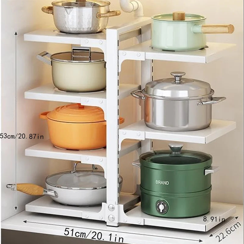 Adjustable Stainless Steel Kitchen Storage Rack With Drain Organizer