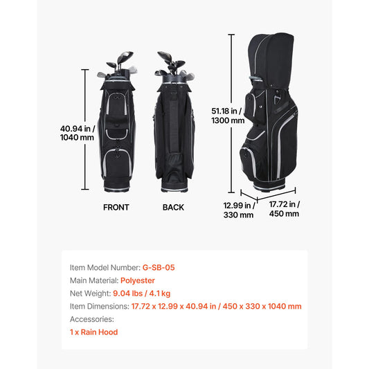 SucceBuy Golf Cart Bag With 14 Way Divider Organizer