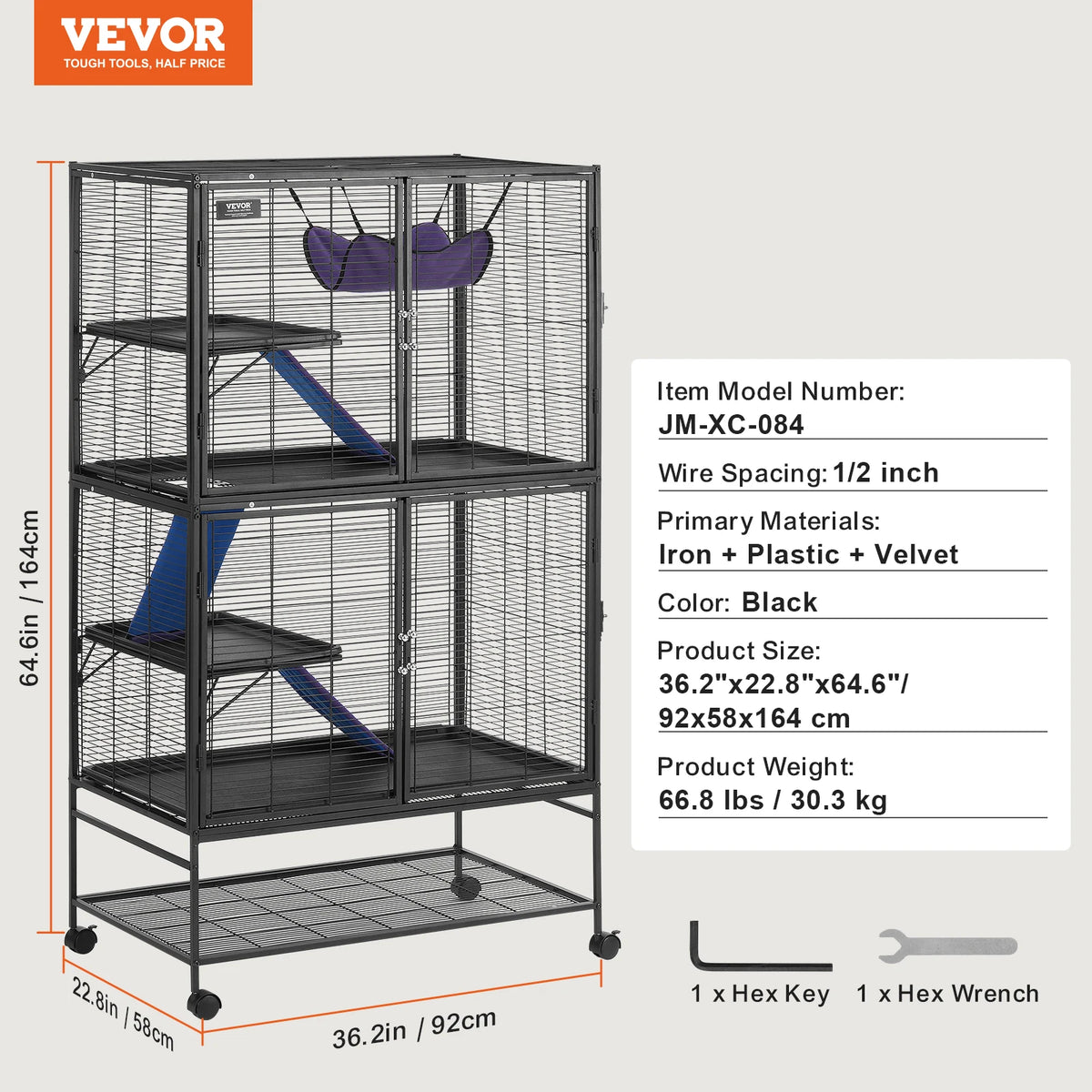 SucceBuy Four Tier Rolling Metal Small Animal Cage for Ferrets