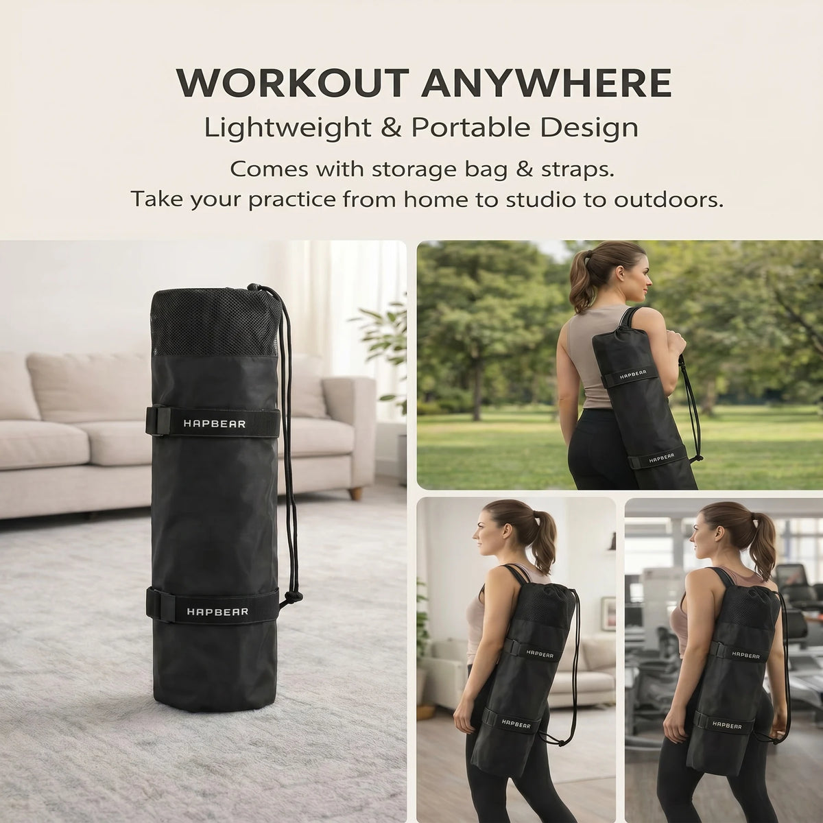 HAPBEAR Extra Large Non Slip TPE Yoga Mat for Pilates and Fitness