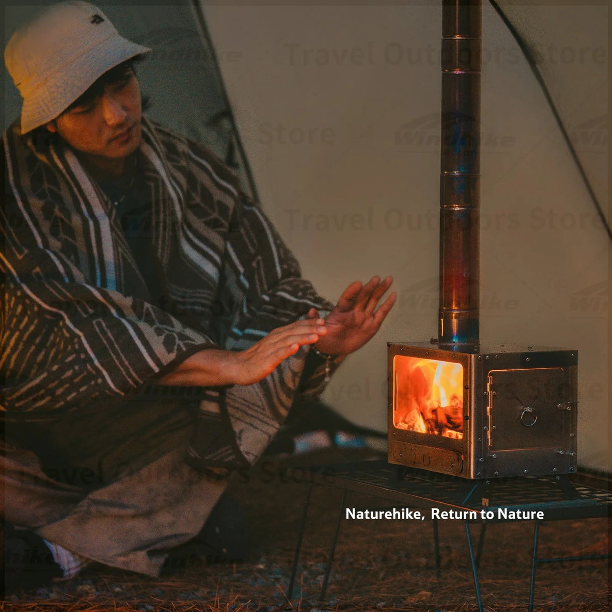 Naturehike Stainless Steel Wood Burning Tent Stove With Glass Door