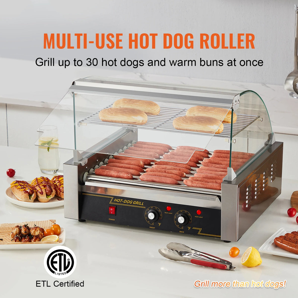 SucceBuy Commercial Hot Dog Roller Grill for Sausages and Corn