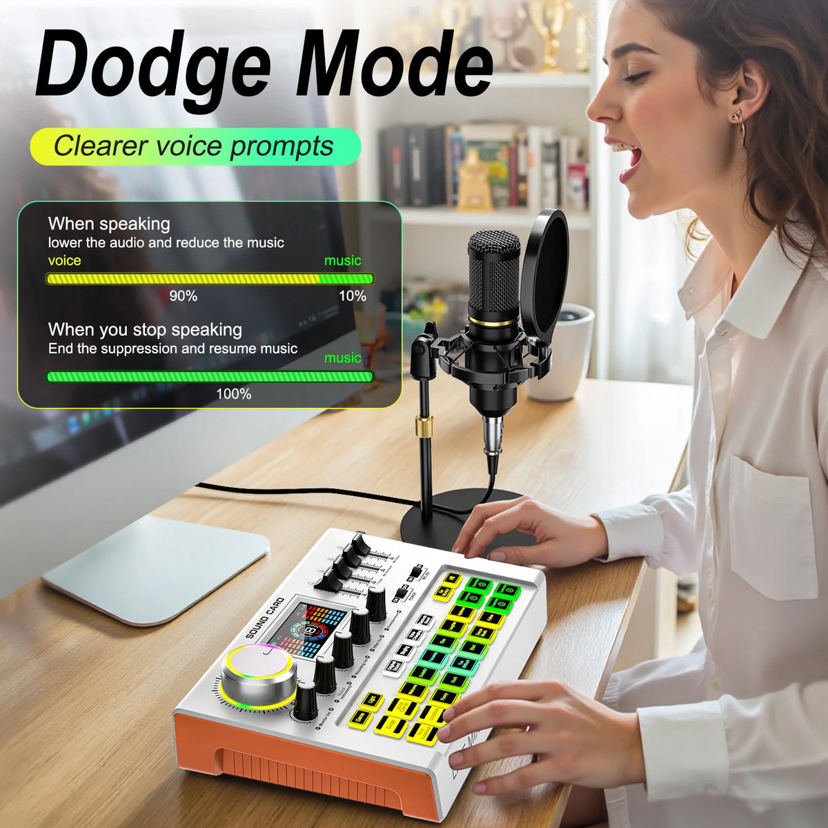 Tenlamp Y300-BM800 Live Audio Mixer for Podcasting and Streaming