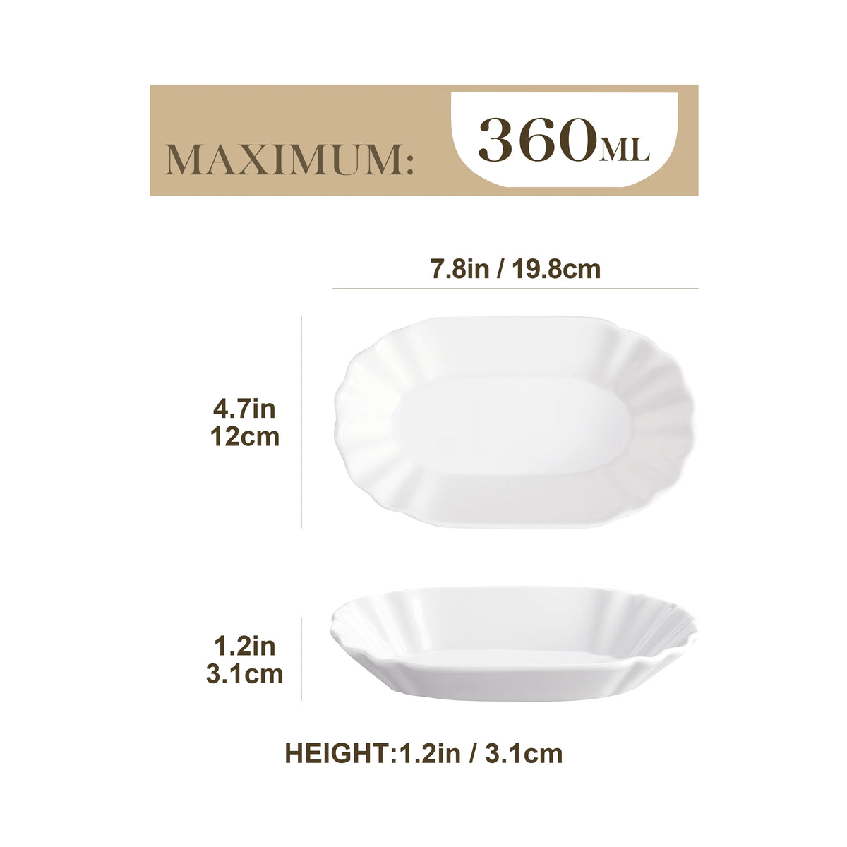 MALACASA Ceramic Oval Snack Plates for Breakfast and Desserts