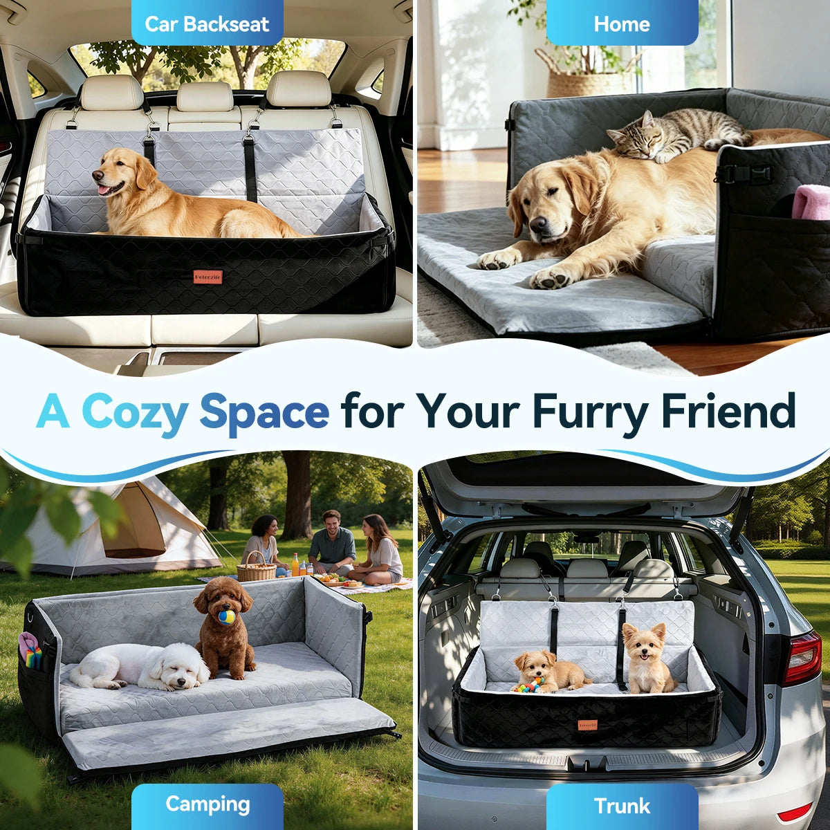 DOMIPET Multi Functional Dog Car Seat And Travel Bed