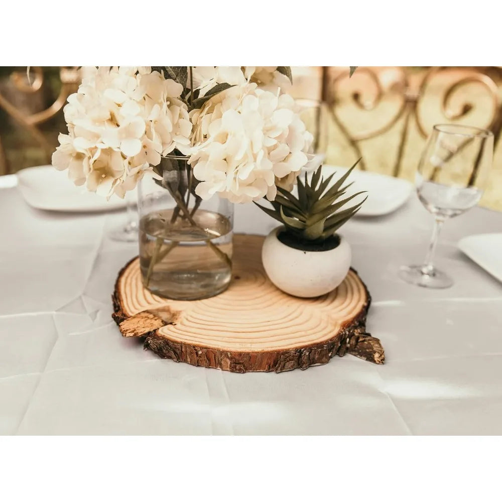 Set of 12 Unfinished Wood Slices for Centerpieces and Crafts