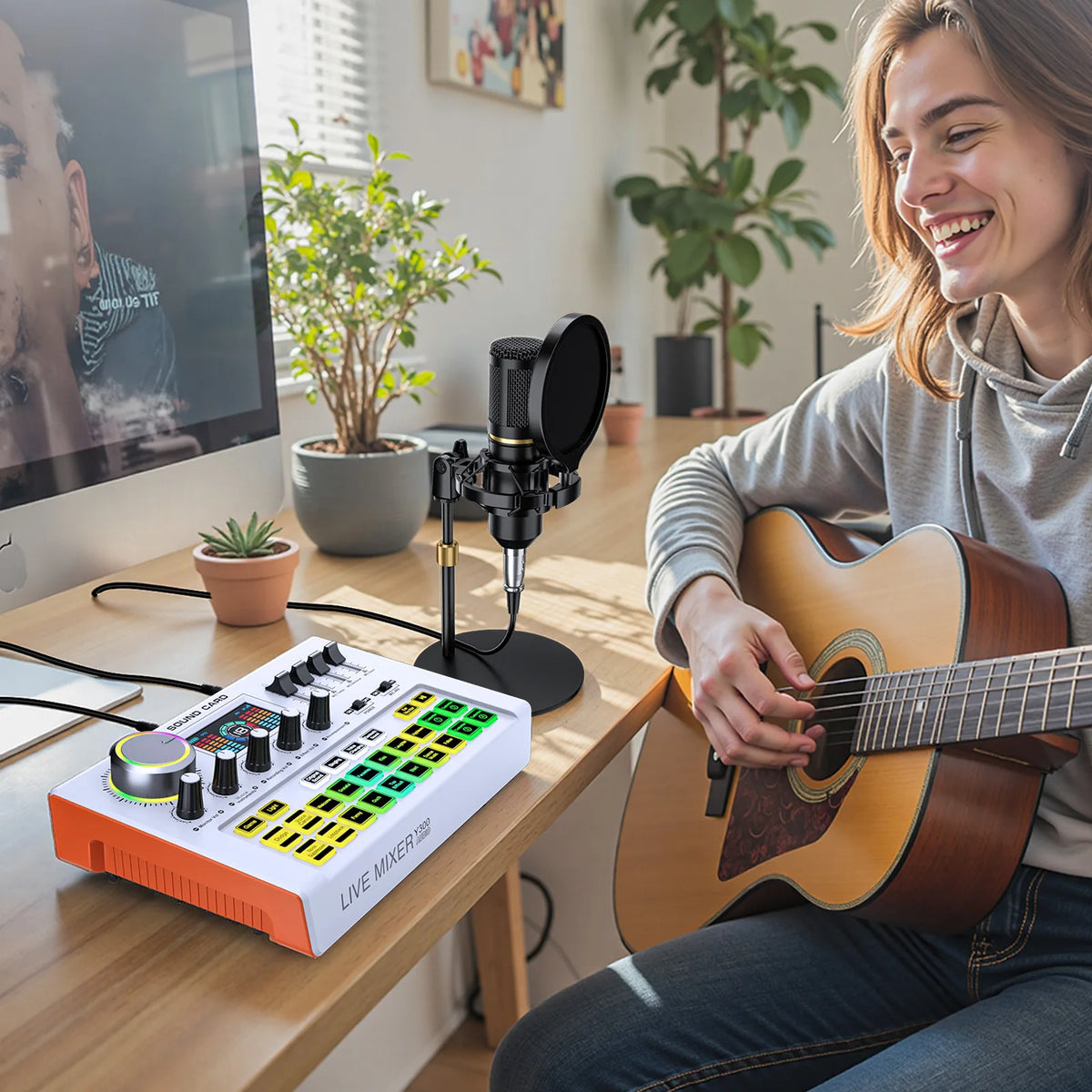 Tenlamp Y300-BM800 Live Audio Mixer for Podcasting and Streaming