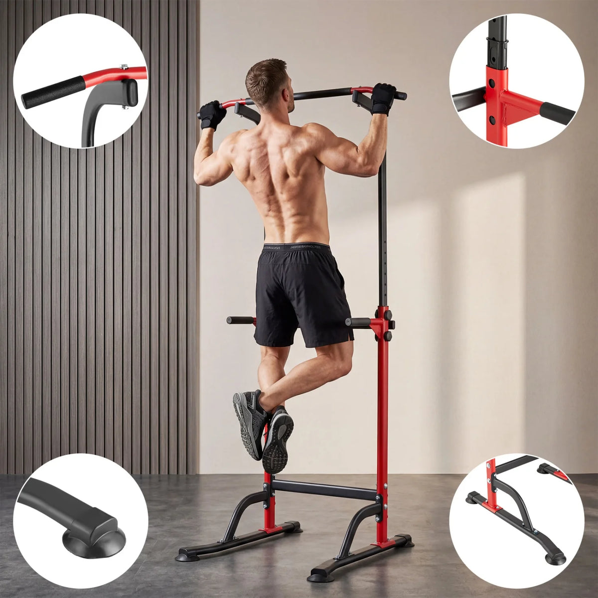 HiMISS Adjustable Power Tower Pull Up Dip Station Home Gym