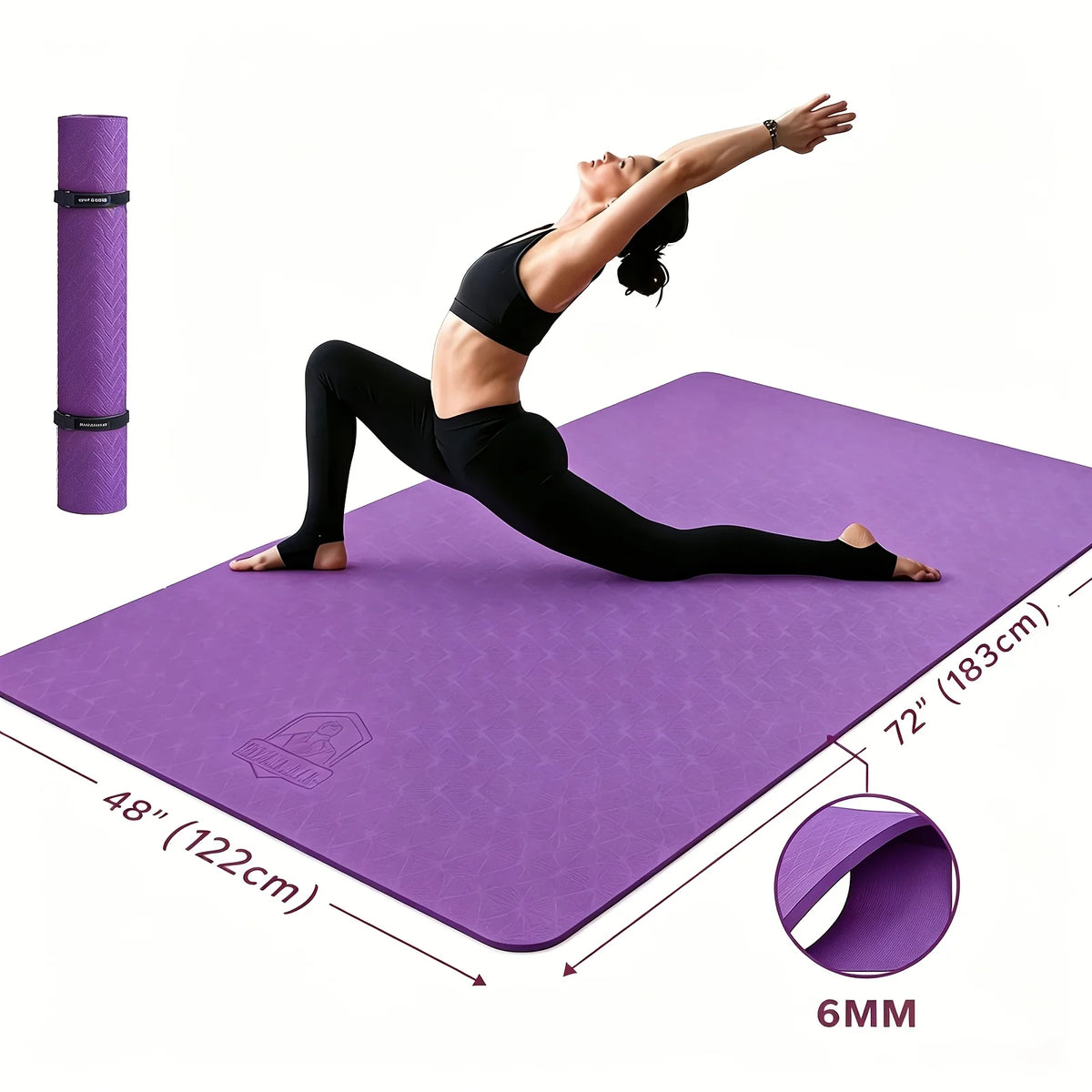 HAPBEAR Extra Large Non Slip TPE Yoga Mat for Pilates and Fitness