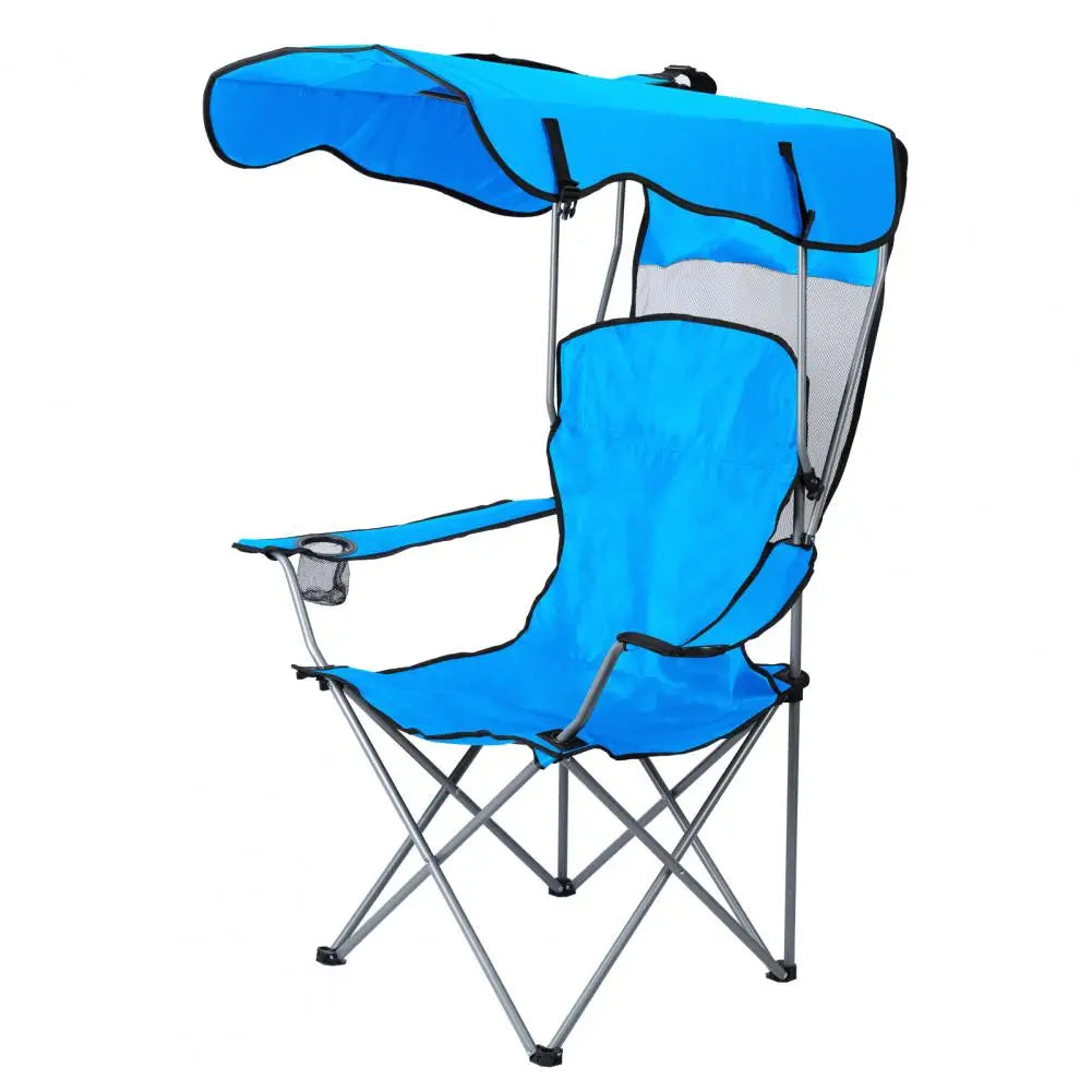 Portable Folding Fishing Chair With Canopy Shade And Cup Holder