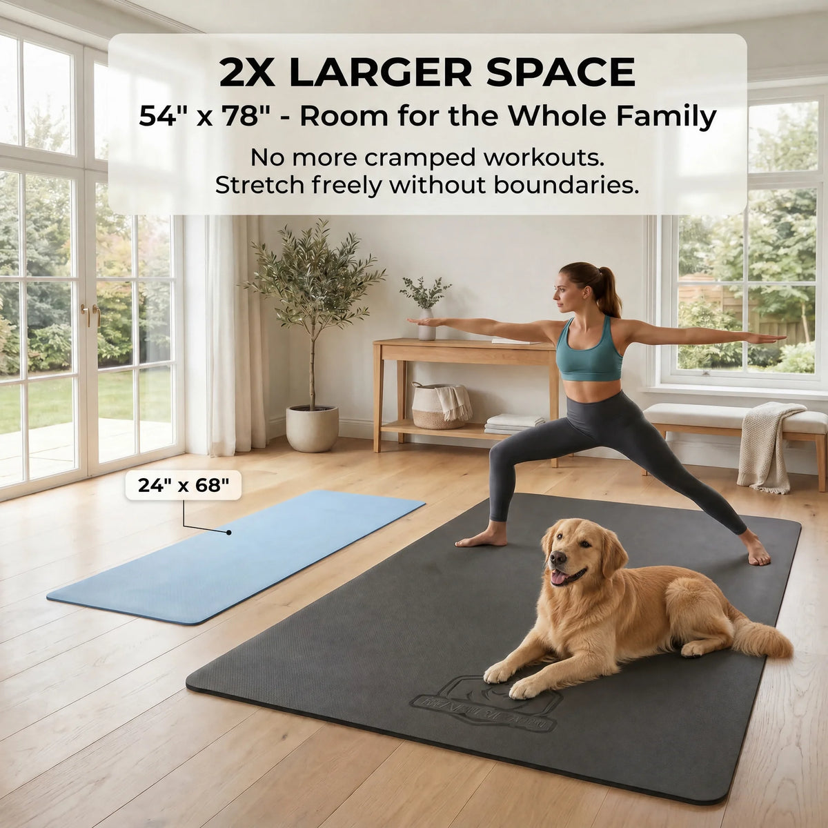 HAPBEAR Extra Large Non Slip TPE Yoga Mat for Pilates and Fitness