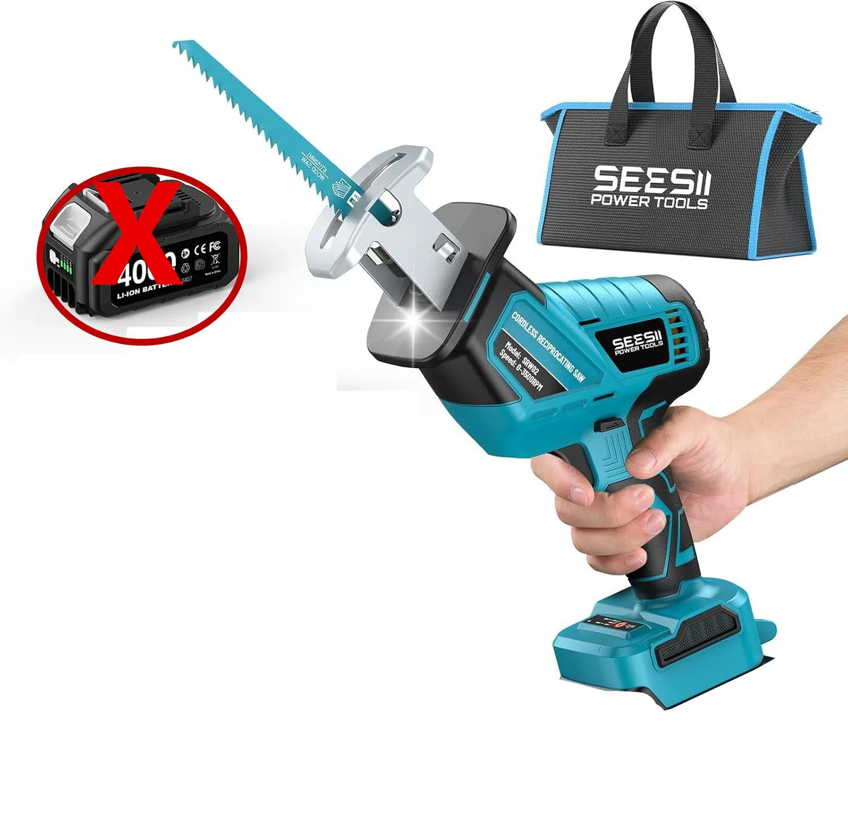 Seesii Brushless Cordless Reciprocating Saw for Wood and PVC Cutting