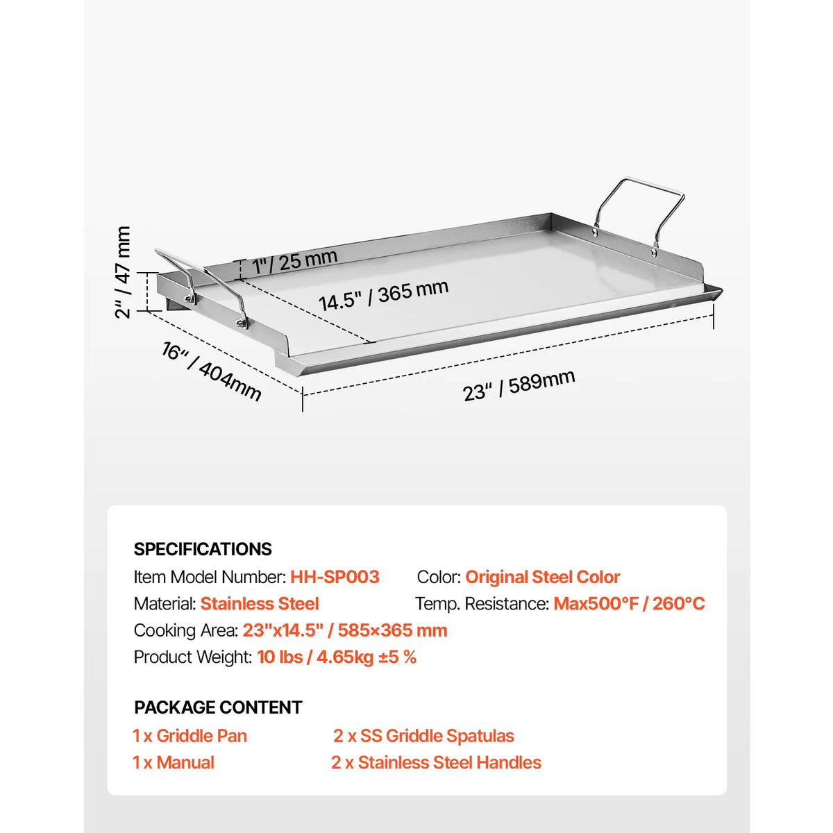 SucceBuy Stainless Steel Flat Top Griddle Plate for Gas Grill